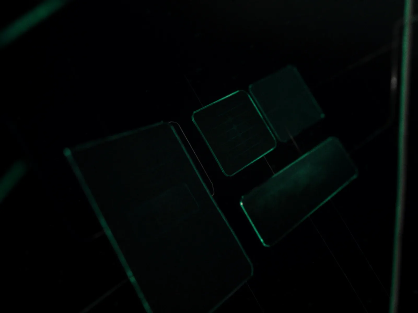 Abstract render of a dark dashboard with connected panels