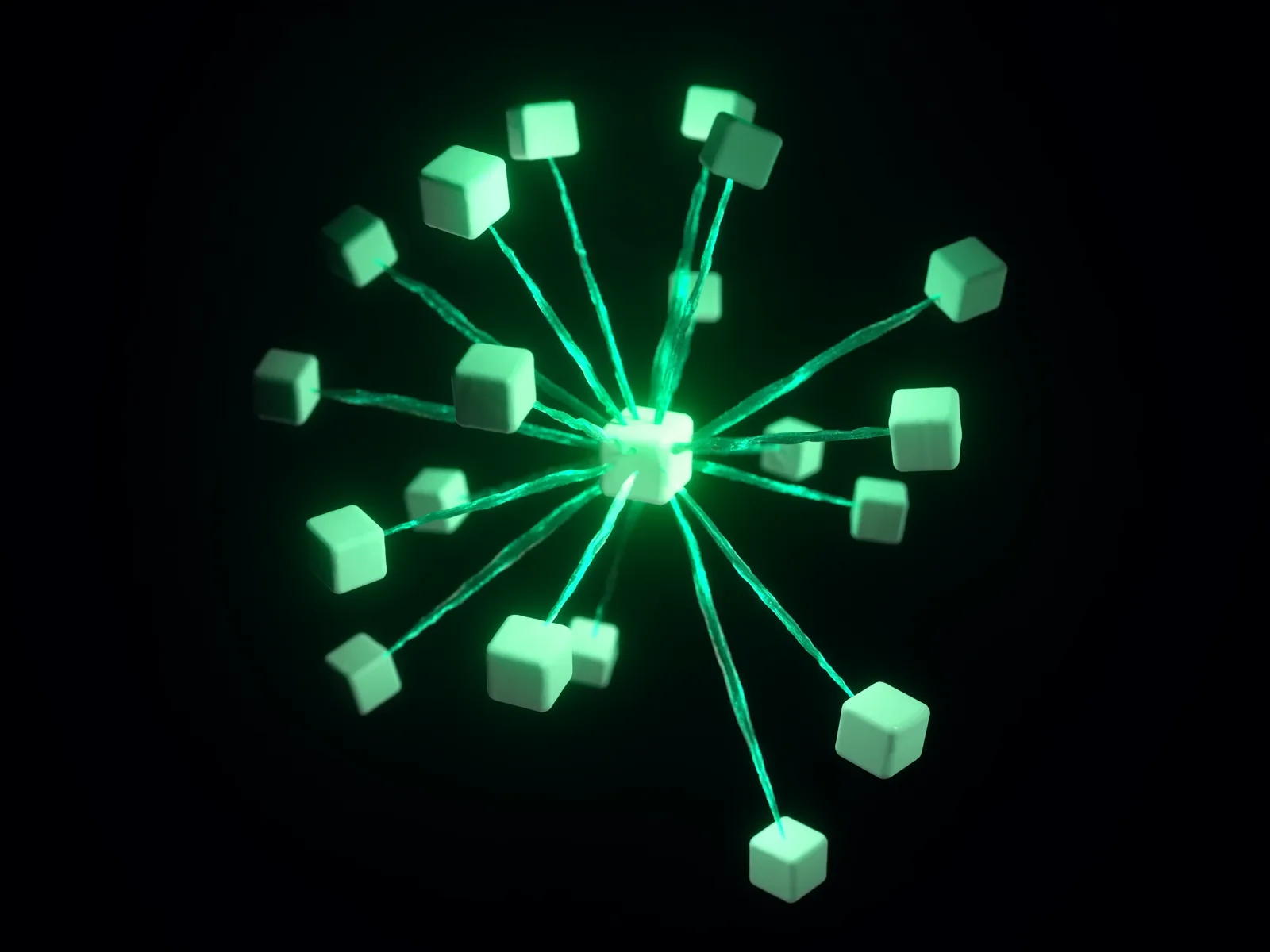 Abstract render of connected modules orchestrated around a central core
